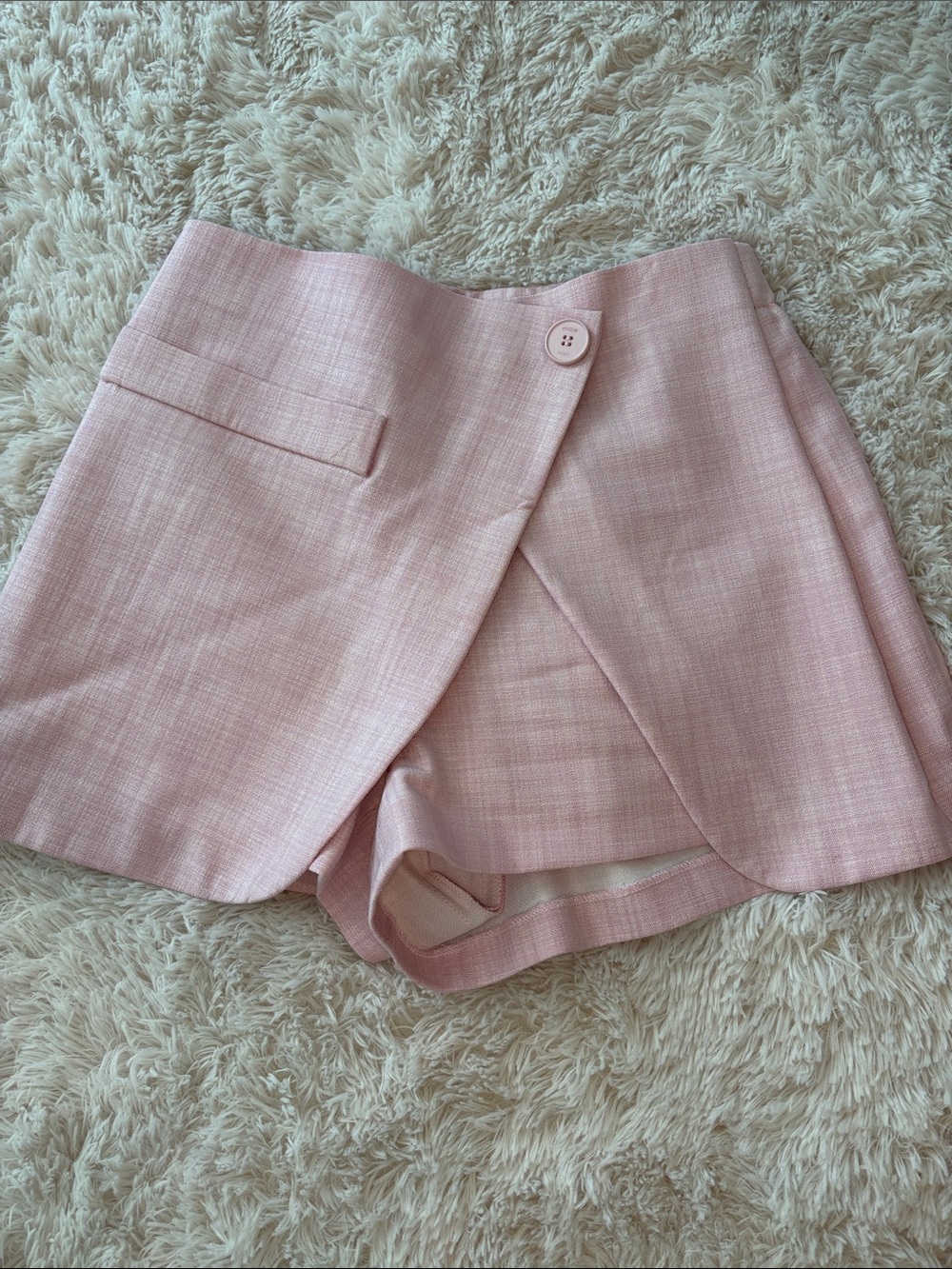 Maje Pale Pink Wrap-Front Tailored Skort